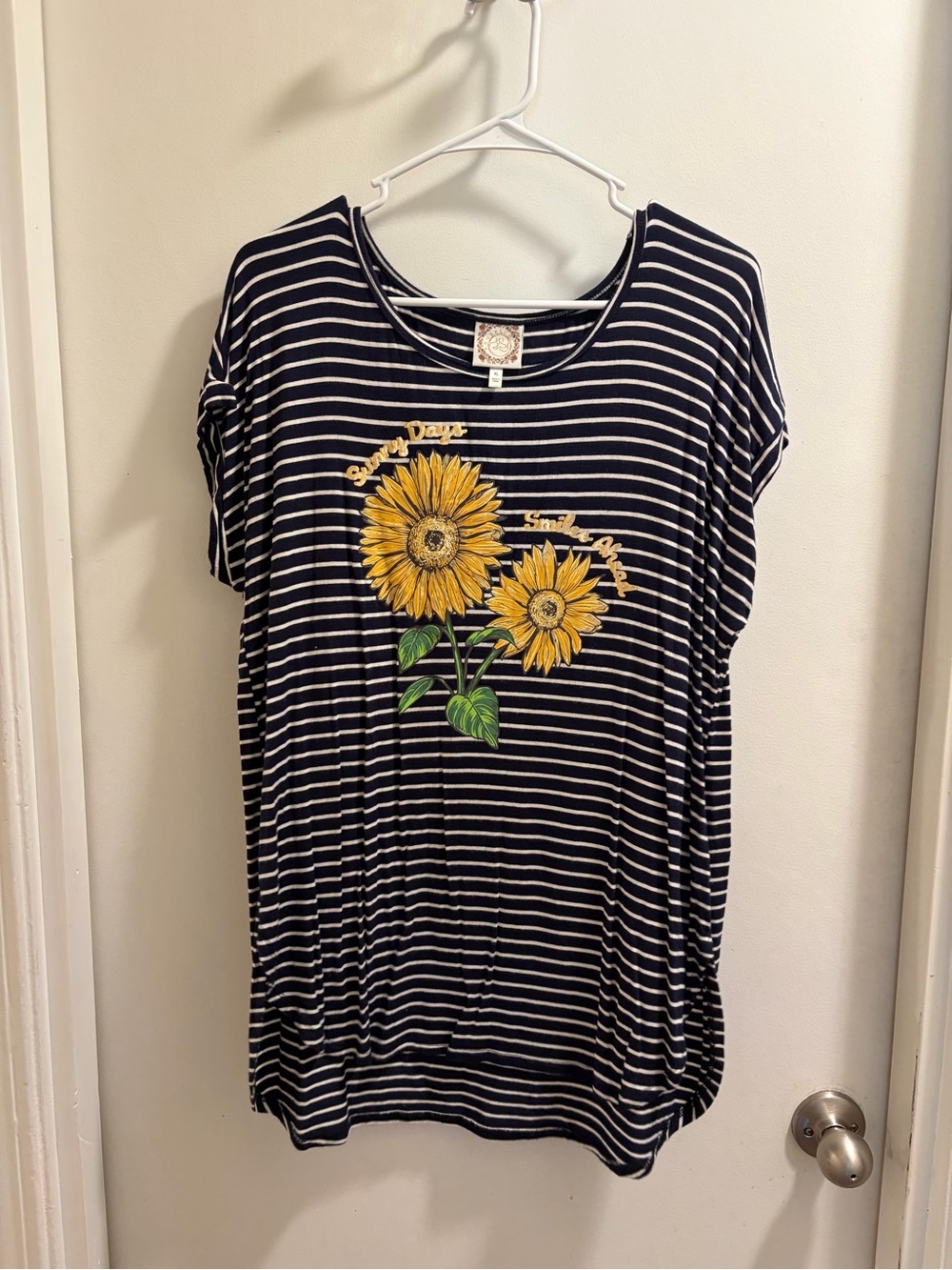 Striped Black & White Sunflower Graphic Tee by